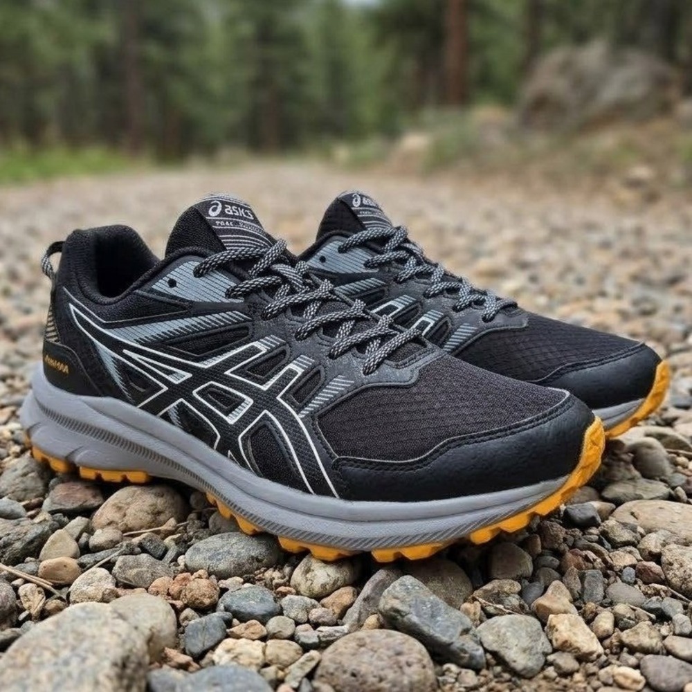 Asics Trail Scout 2 Mens Running Shoes Black Grey Yellow 1011B181 Size 8